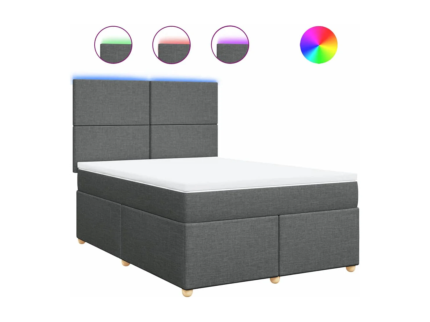 Sommier à lattes de lit avec matelas Gris foncé 160x200cm Tissu