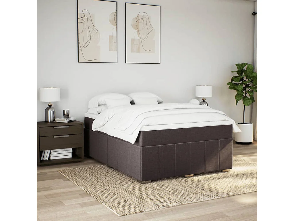 Boxspring met matras stof donkerbruin 160x200 cm