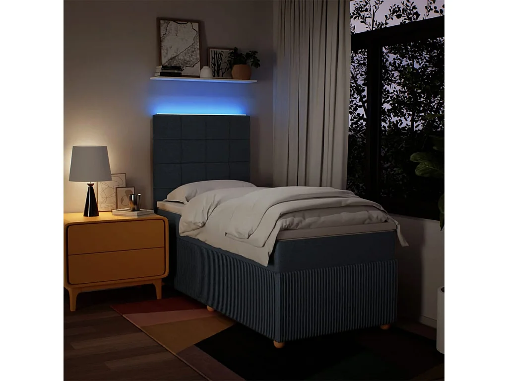 Sommier à lattes de lit avec matelas Bleu 80x200 cm Tissu