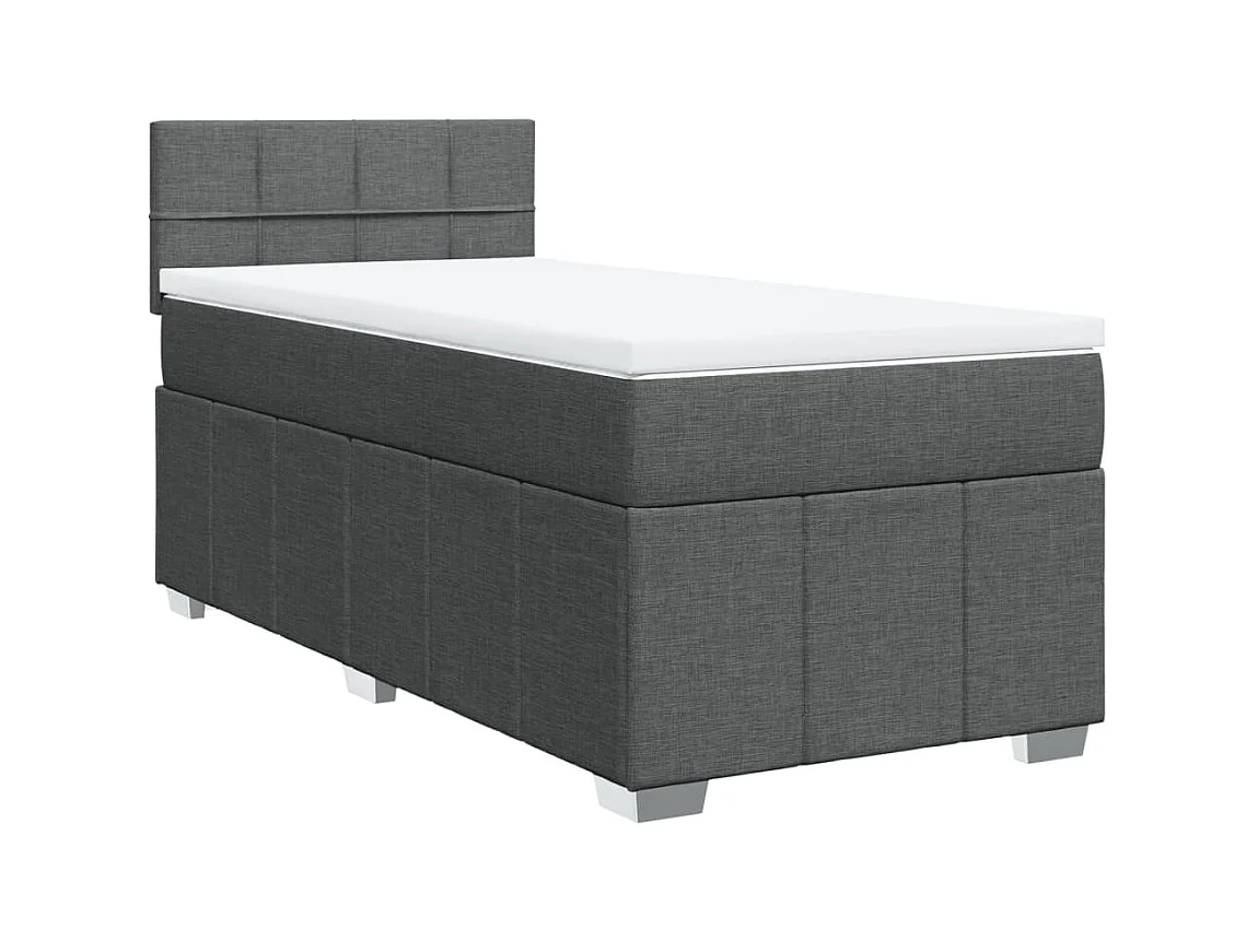 Sommier à lattes de lit avec matelas Gris foncé 90x200 cm Tissu