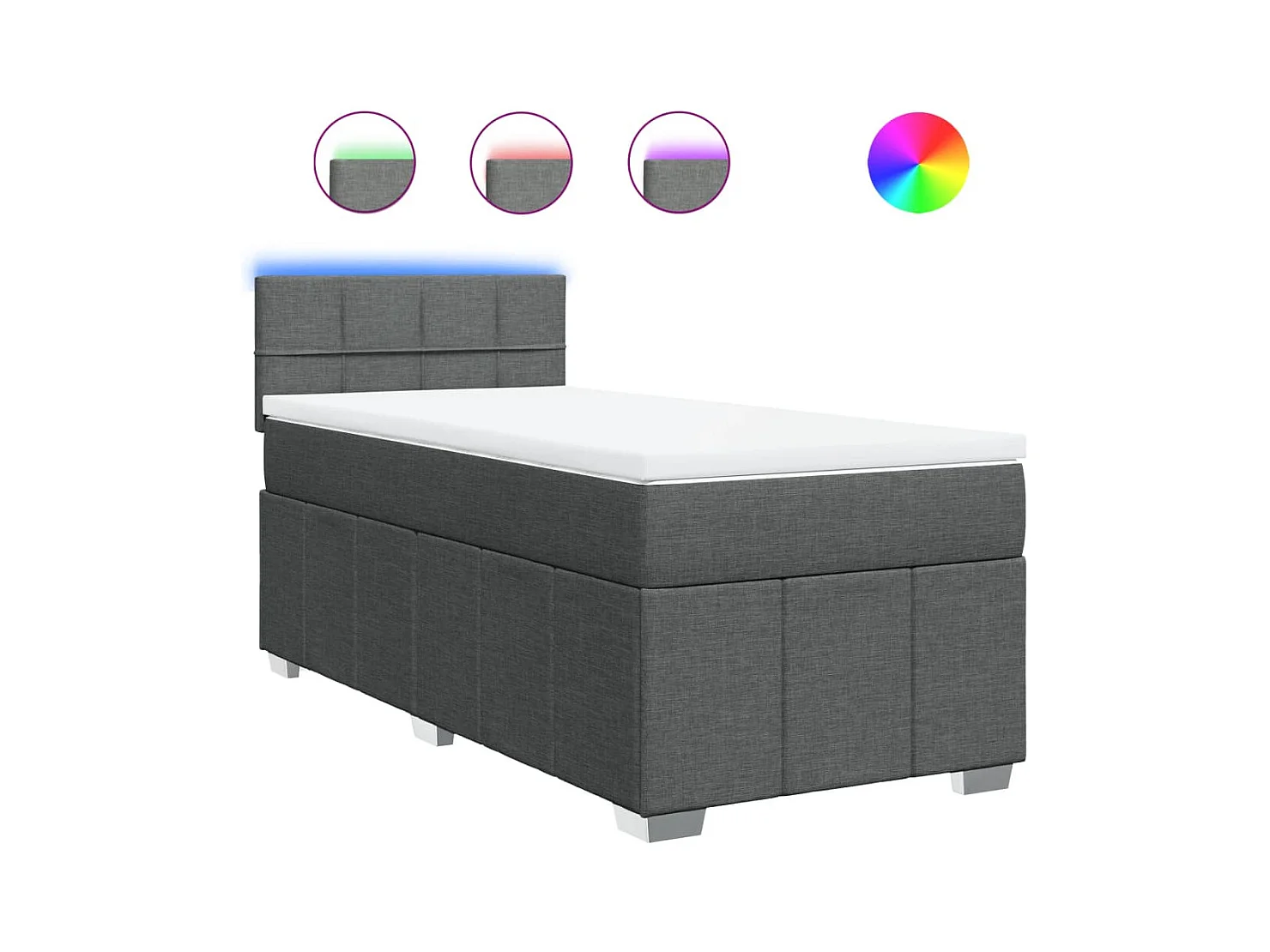 Sommier à lattes de lit avec matelas Gris foncé 90x200 cm Tissu