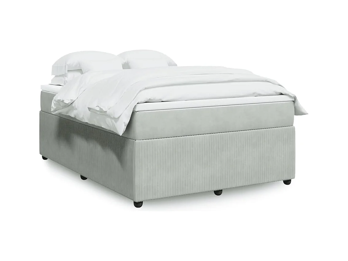 Sommier à lattes de lit et matelas Gris clair 140x200cm Velours