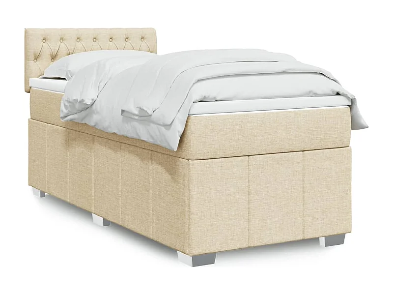 Sommier à lattes de lit avec matelas Crème 90x200 cm Tissu