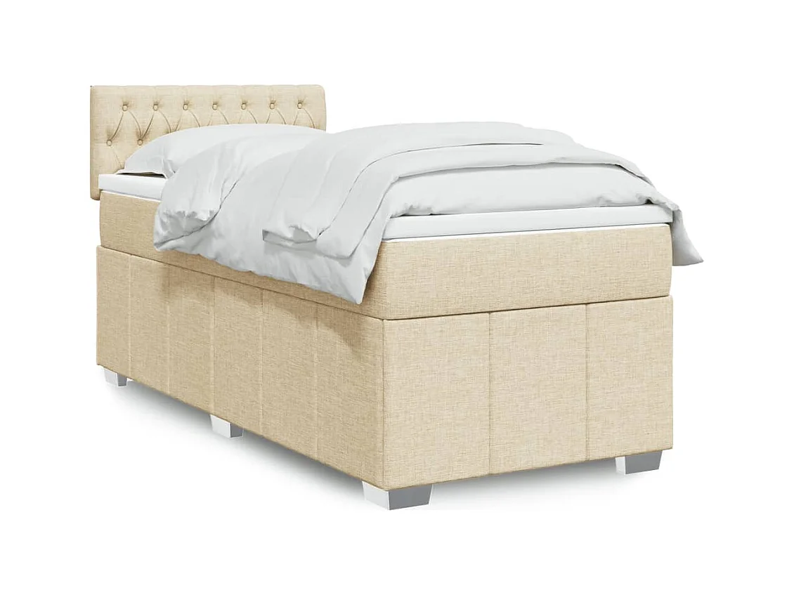 Sommier à lattes de lit avec matelas Crème 90x200 cm Tissu