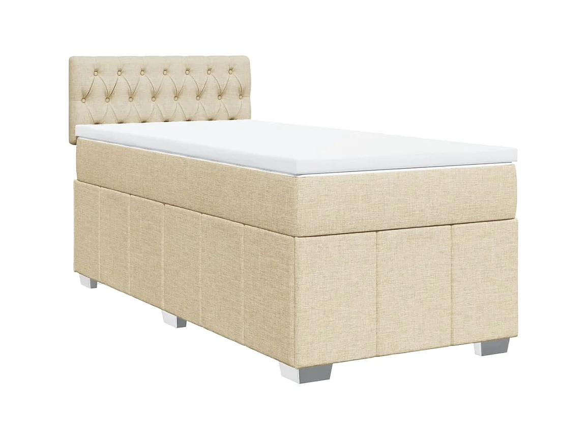 Sommier à lattes de lit avec matelas Crème 90x200 cm Tissu
