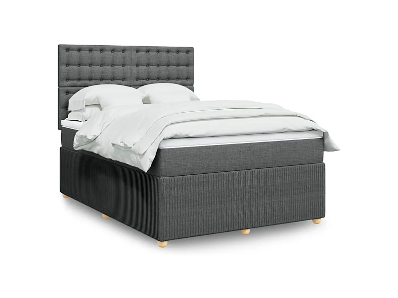 Sommier à lattes de lit avec matelas Gris foncé 140x190cm Tissu