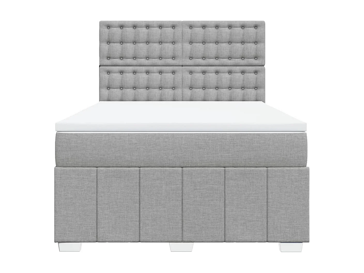 Cama box spring con colchón tela gris claro 160x200 cm