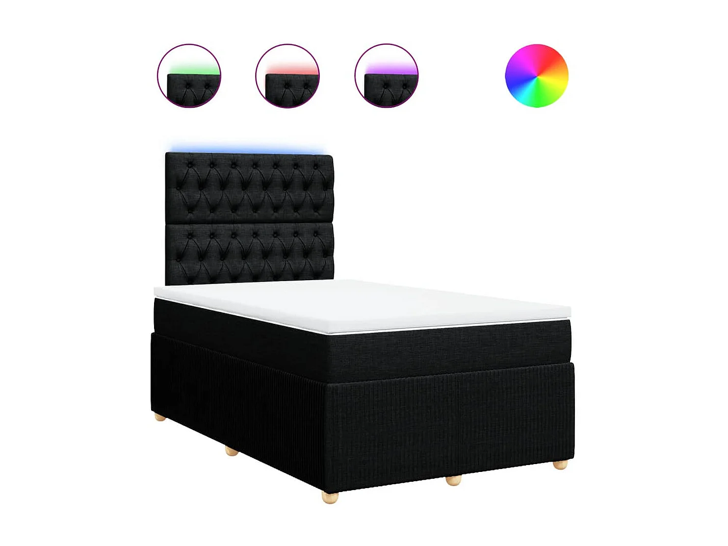 Sommier à lattes de lit avec matelas noir 120x190 cm tissu