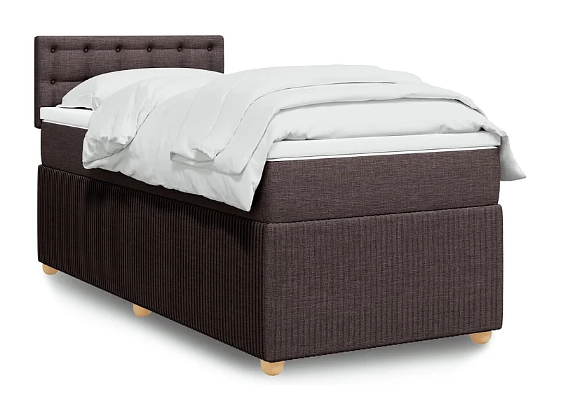 Cama com molas/colchão 90x200 cm tecido castanho-escuro