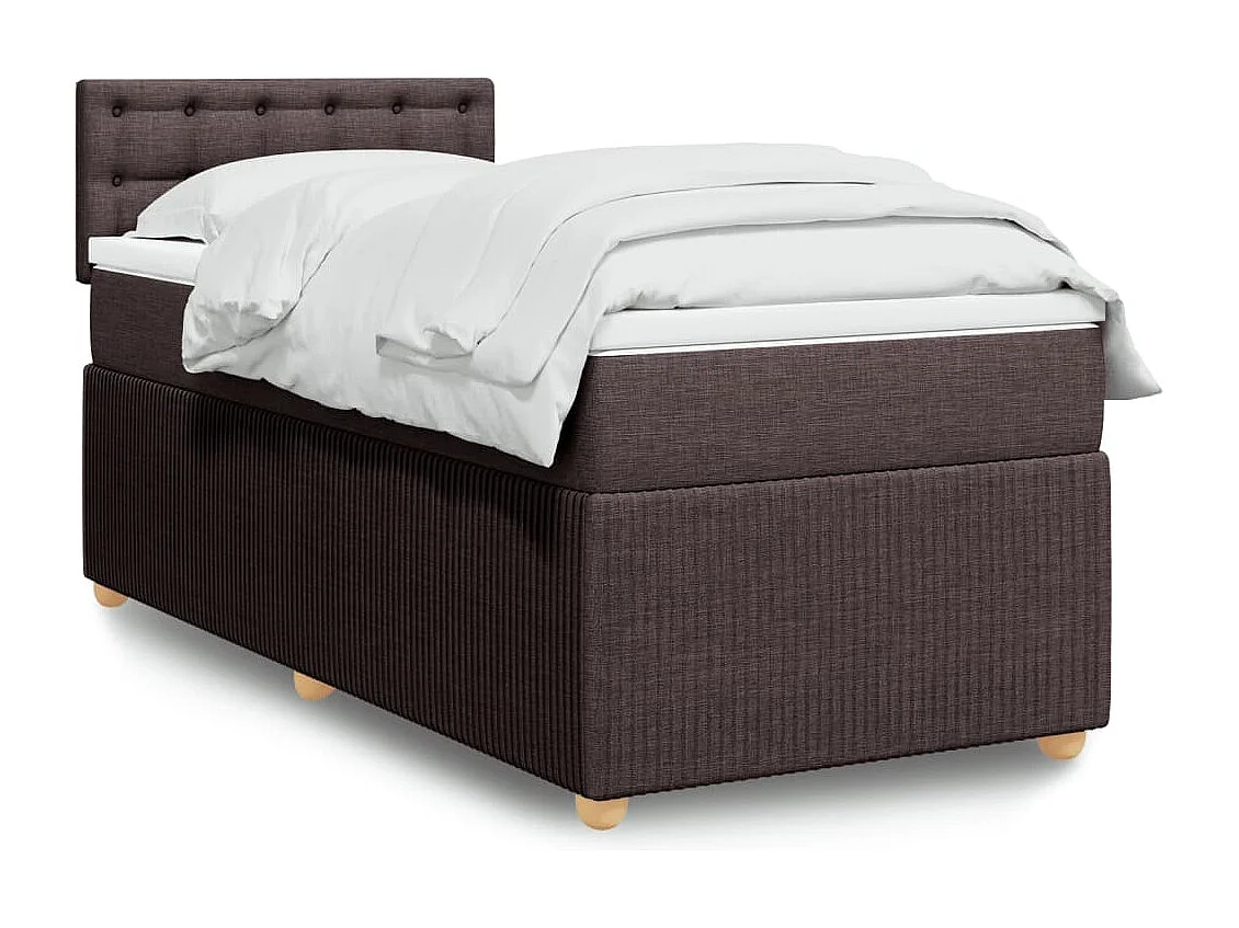 Cama com molas/colchão 90x200 cm tecido castanho-escuro