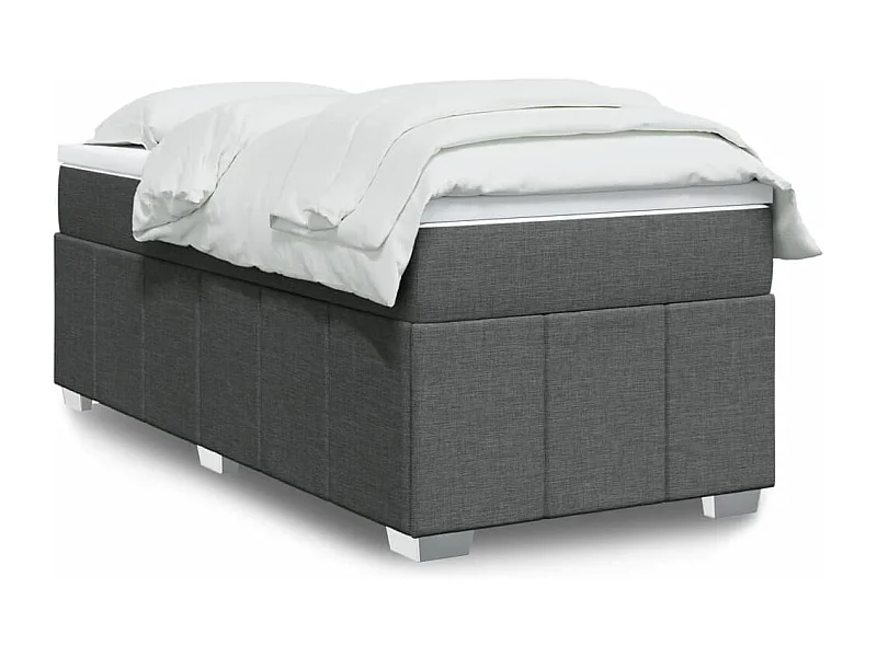Sommier à lattes de lit avec matelas Gris foncé 90x200 cm Tissu