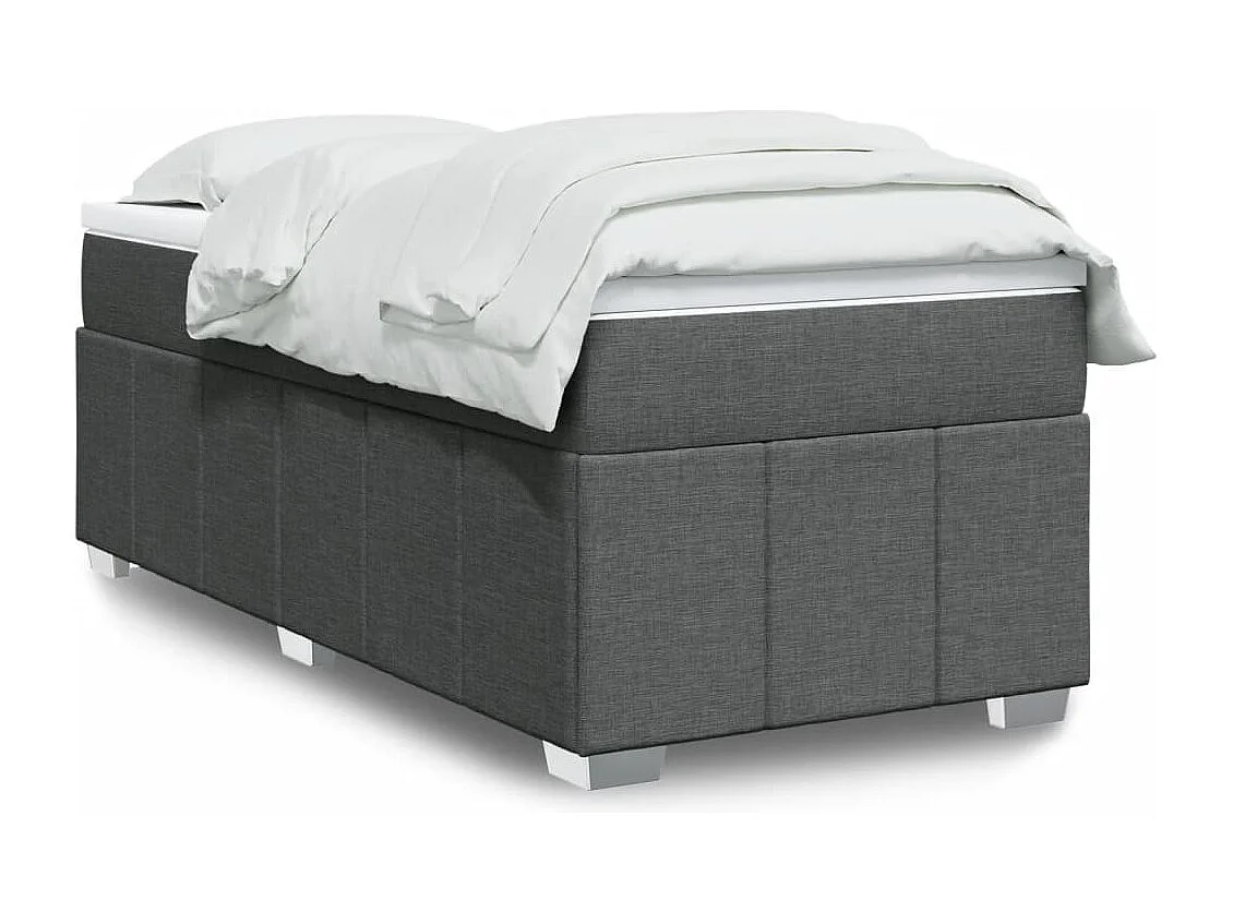Sommier à lattes de lit avec matelas Gris foncé 90x200 cm Tissu