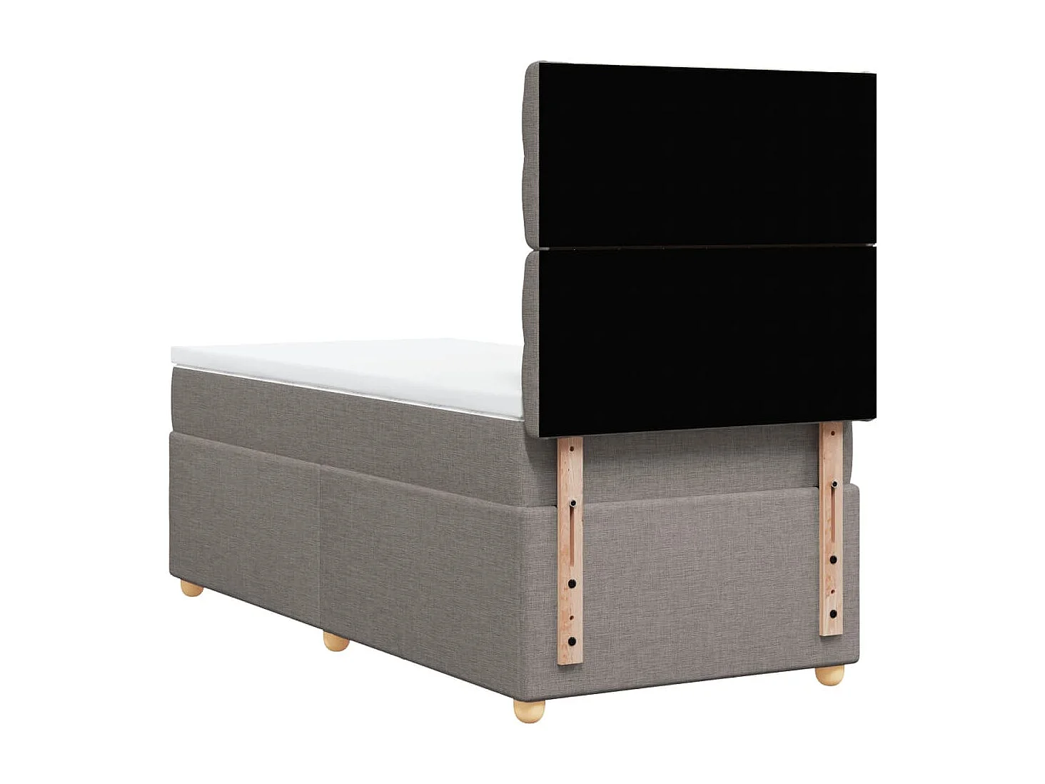 Cama box spring con colchón tela gris taupe 100x200 cm