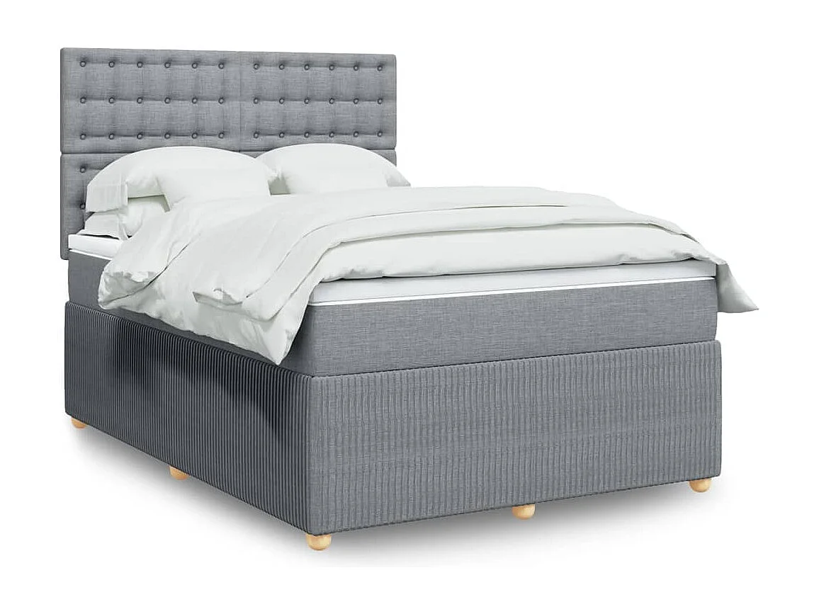 Boxspring met matras stof lichtgrijs 140x200 cm