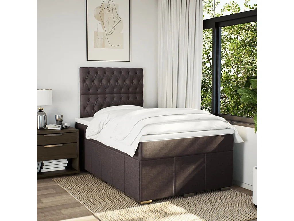 Sommier à lattes de lit avec matelas Marron foncé 120x200 cm