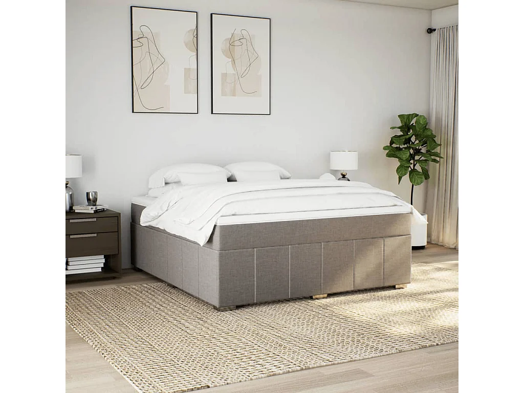 Boxspring met matras stof taupe 180x200 cm
