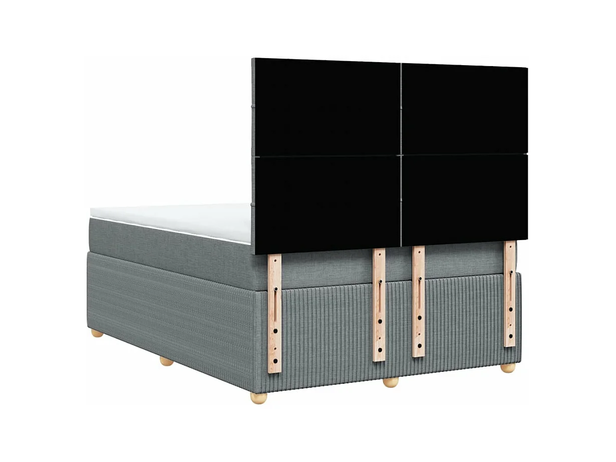 Sommier à lattes de lit avec matelas Gris clair 140x190cm Tissu