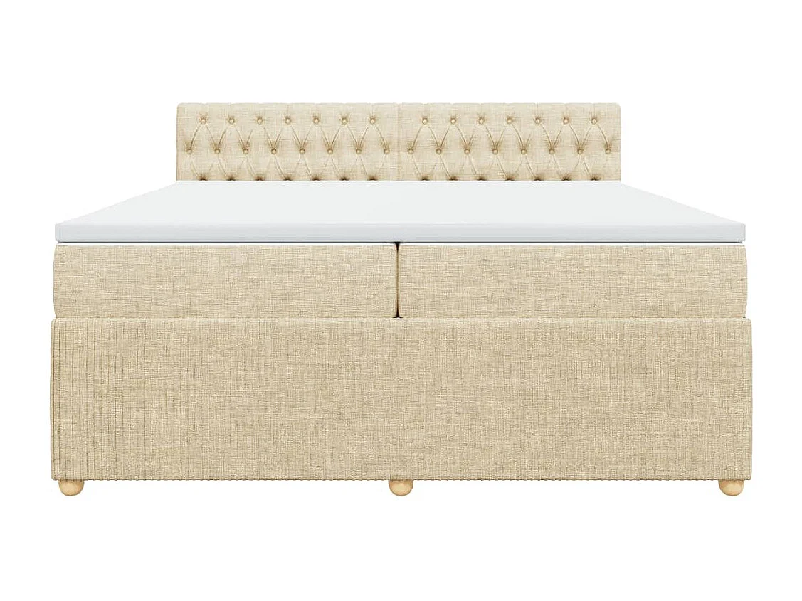 Sommier à lattes de lit avec matelas Crème 200x200 cm Tissu