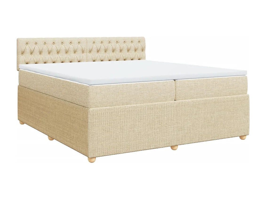 Sommier à lattes de lit avec matelas Crème 200x200 cm Tissu