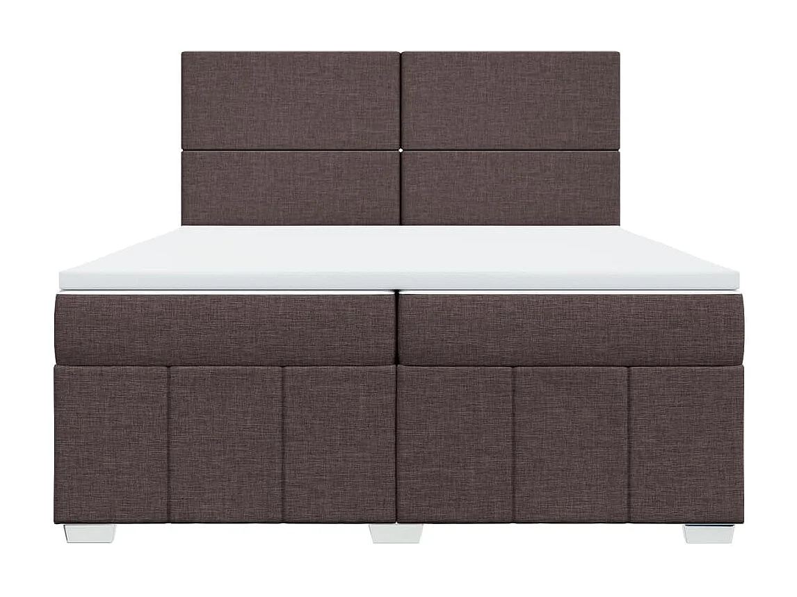 Cama box spring con colchón tela marrón oscuro 200x200 cm