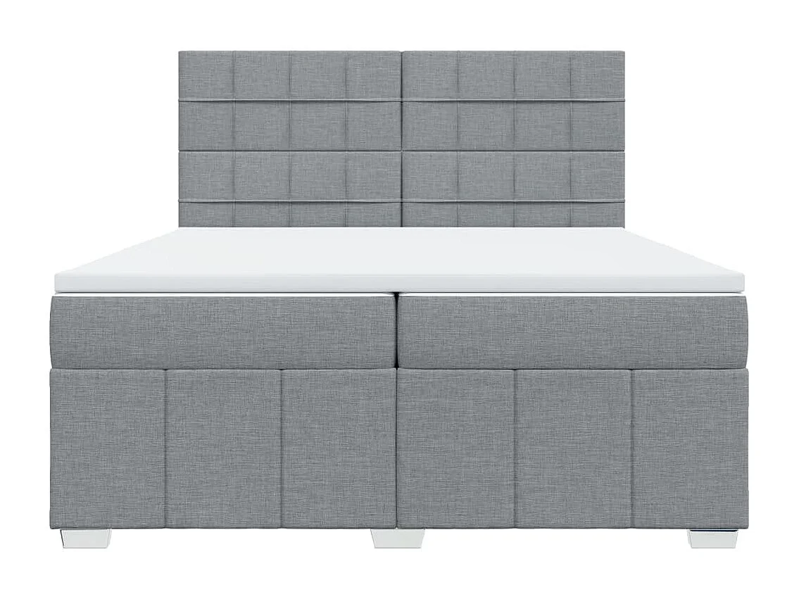 Cama com molas/colchão 200x200 cm tecido cinza-claro