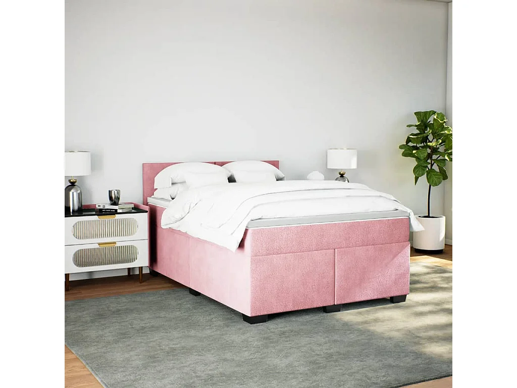Sommier à lattes de lit avec matelas Rose 160x200 cm Velours