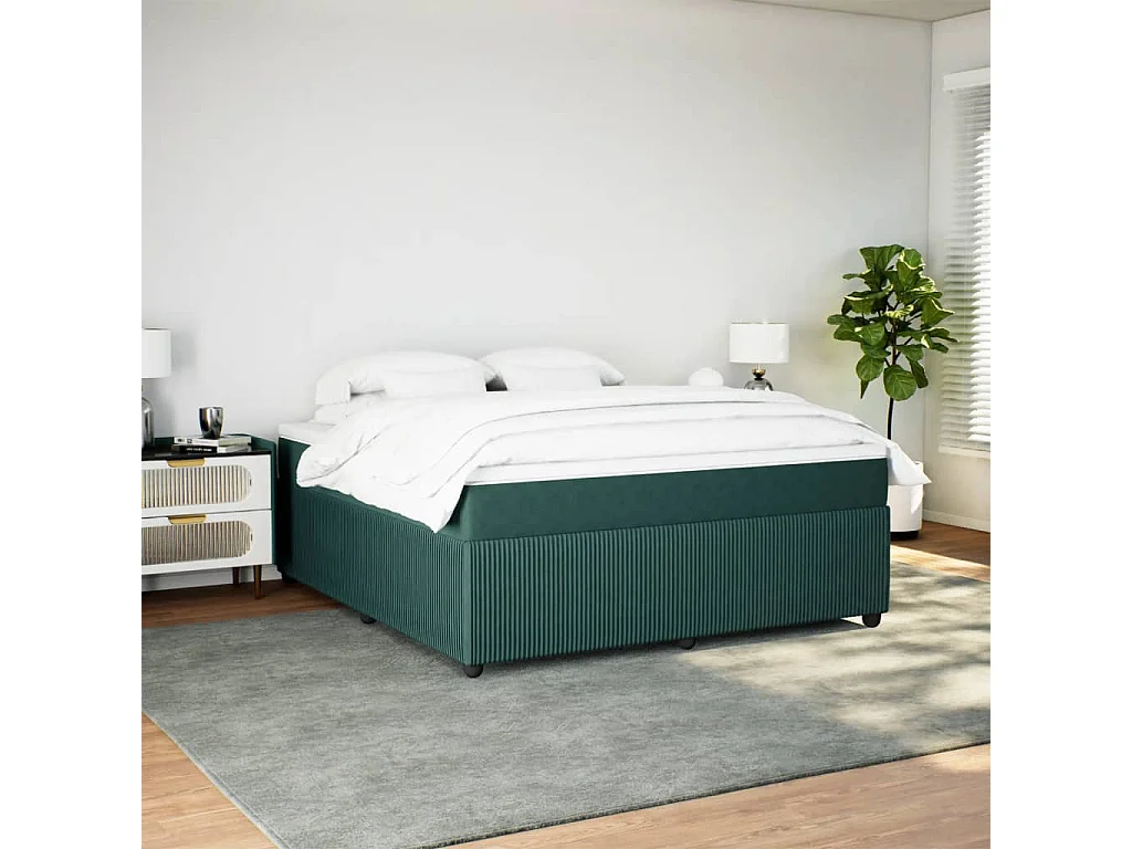 Sommier à lattes de lit et matelas Vert foncé 180x200cm Velours