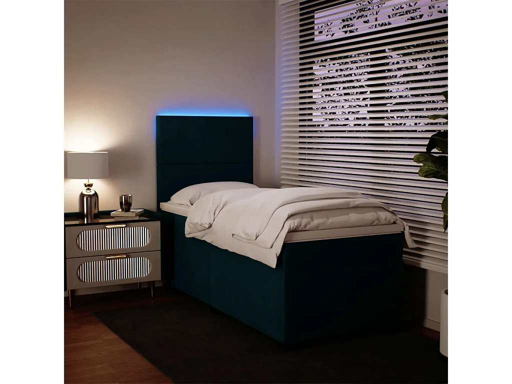 Boxspring met matras fluweel blauw 90x200 cm