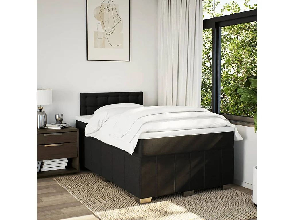 Boxspring met matras stof zwart 120x190 cm