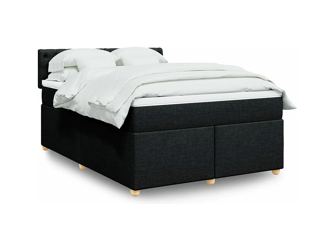 Sommier à lattes de lit avec matelas Noir 160x200 cm Tissu