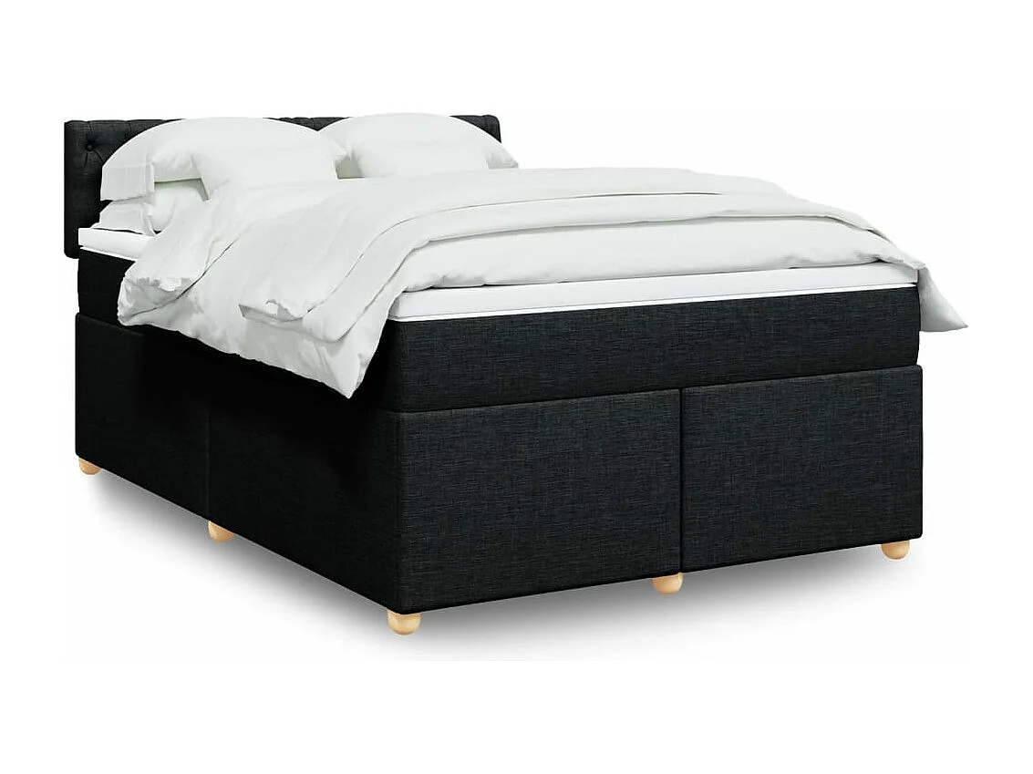 Cama box spring con colchón tela negro 160x200 cm