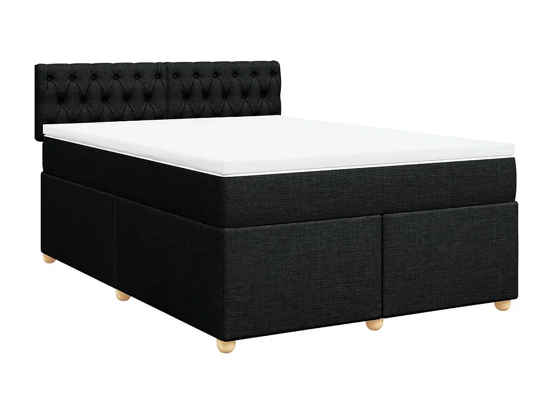 Cama box spring con colchón tela negro 160x200 cm