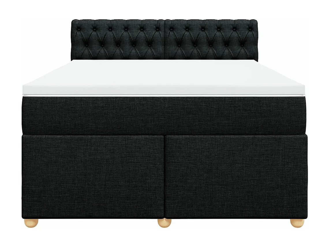 Cama box spring con colchón tela negro 160x200 cm