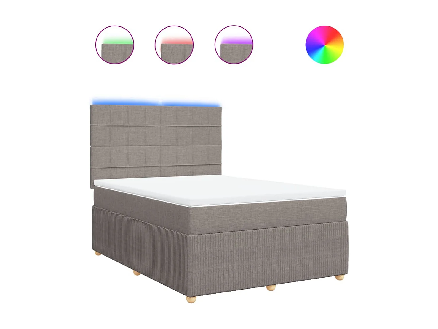 Cama box spring con colchón tela gris taupe 140x190 cm