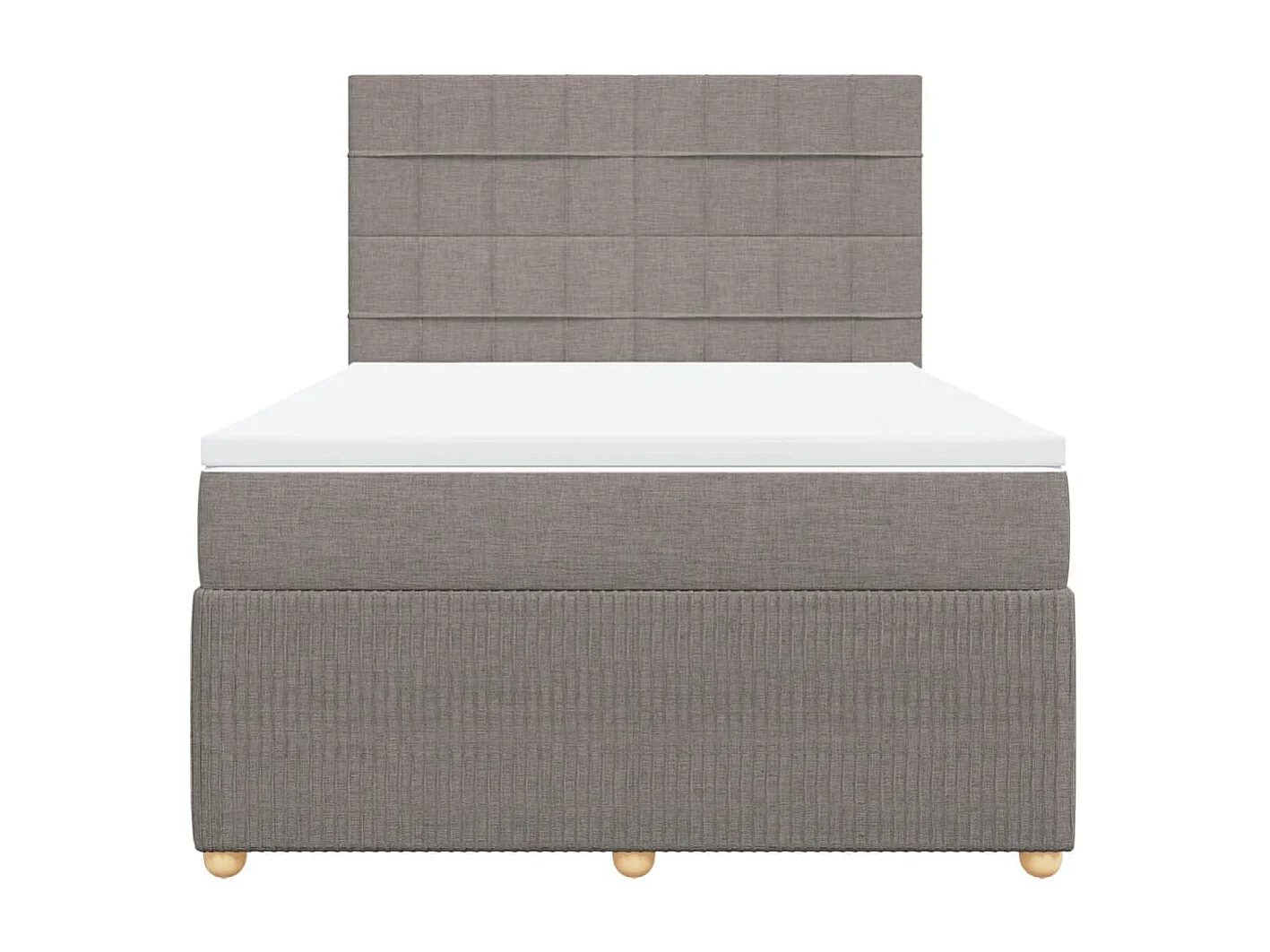 Cama box spring con colchón tela gris taupe 140x190 cm