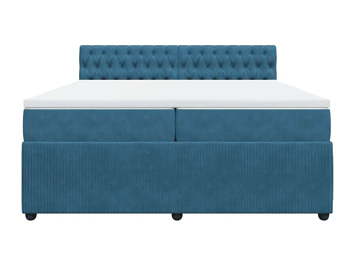 Sommier à lattes de lit et matelas Bleu 200x200 cm velours