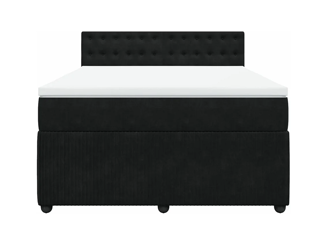 Sommier à lattes de lit et matelas Noir 160x200 cm Velours