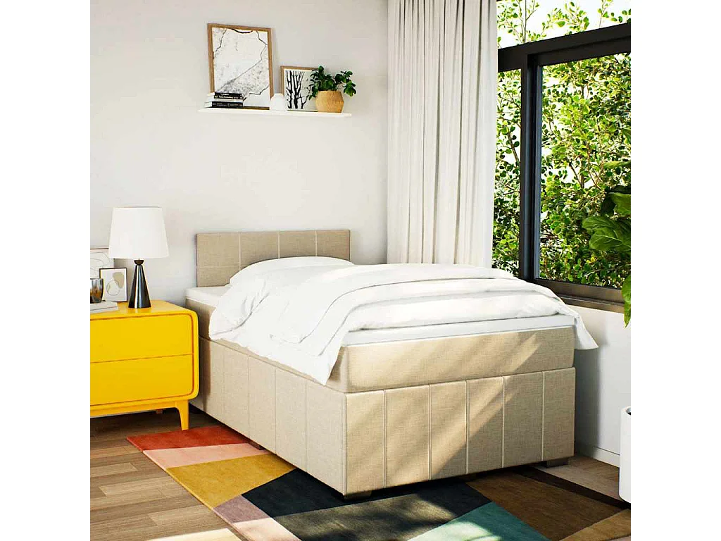 Cama com molas/colchão 120x200 cm tecido cor creme