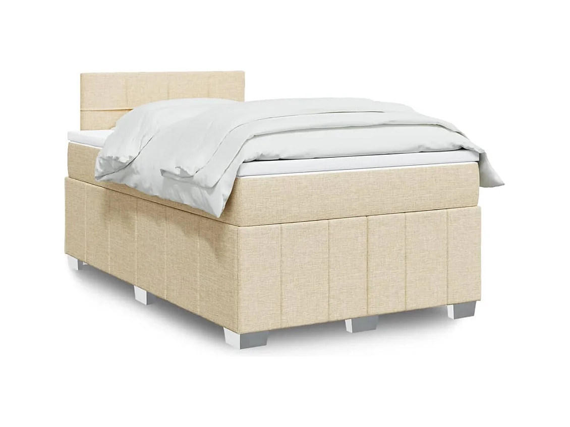 Sommier à lattes de lit avec matelas Crème 120x200 cm Tissu
