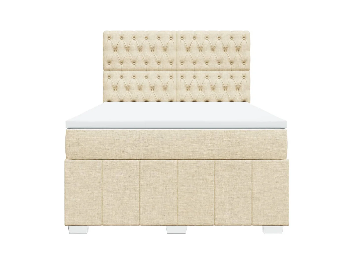 Cama box spring con colchón tela color crema 140x190 cm