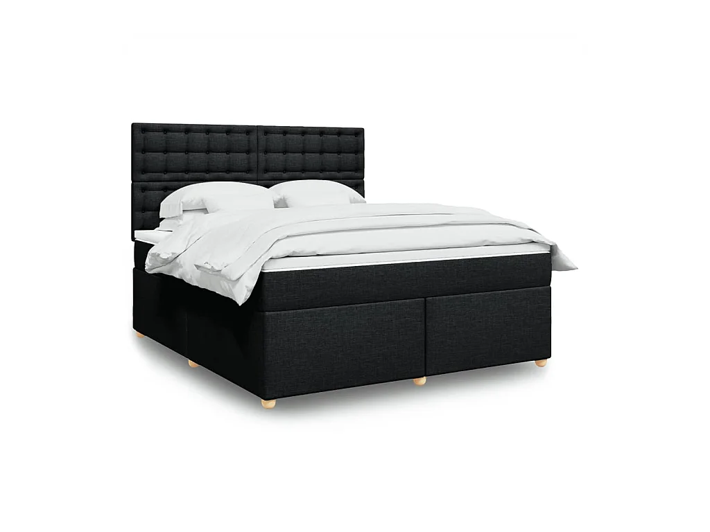 Sommier à lattes de lit avec matelas Noir 180x200 cm Tissu
