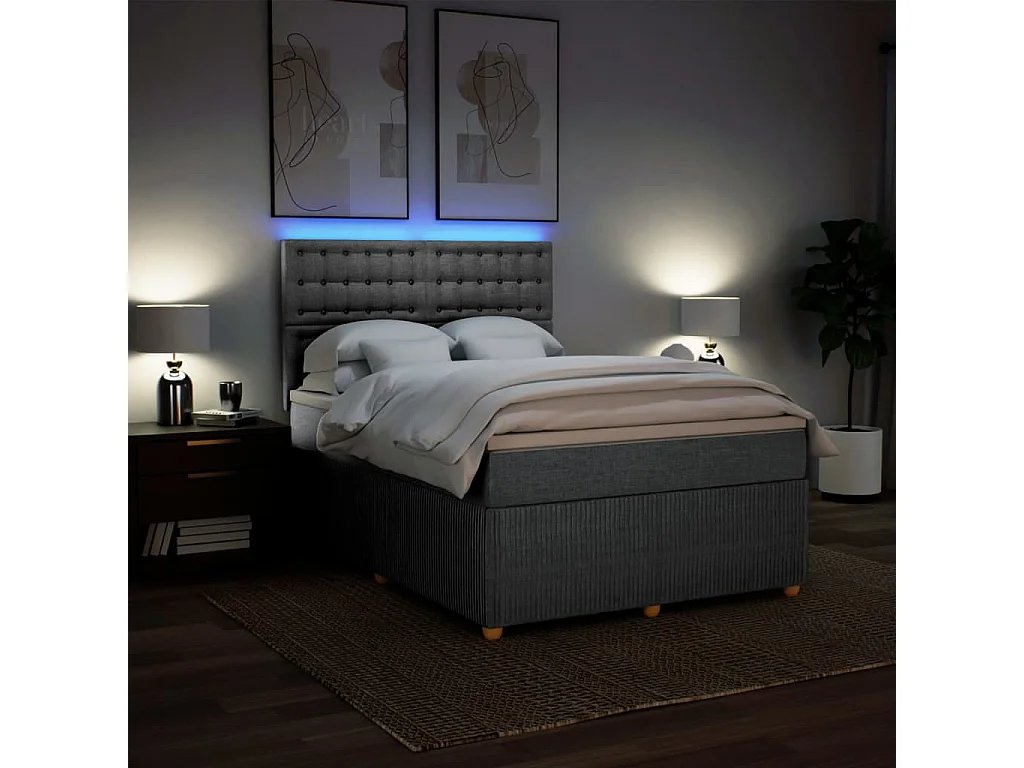 Boxspring met matras stof lichtgrijs 140x200 cm