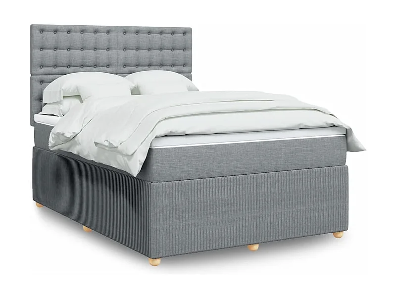 Boxspring met matras stof lichtgrijs 140x200 cm