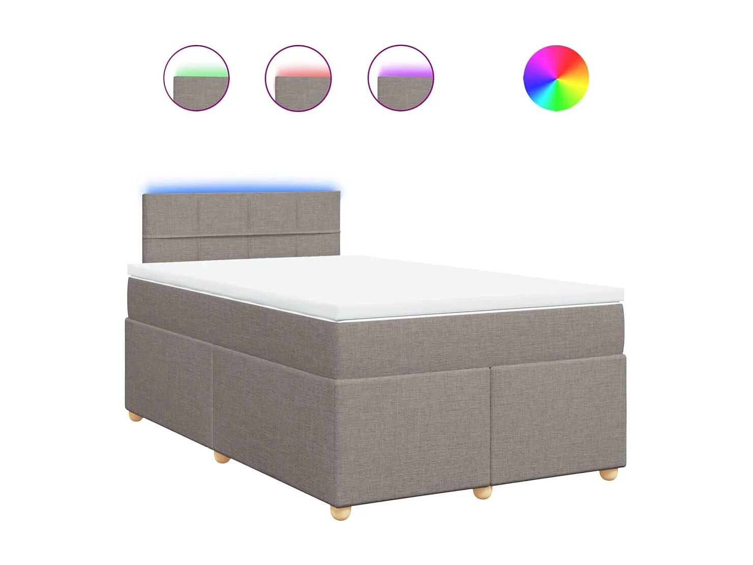 Cama box spring con colchón tela gris taupe 120x200 cm