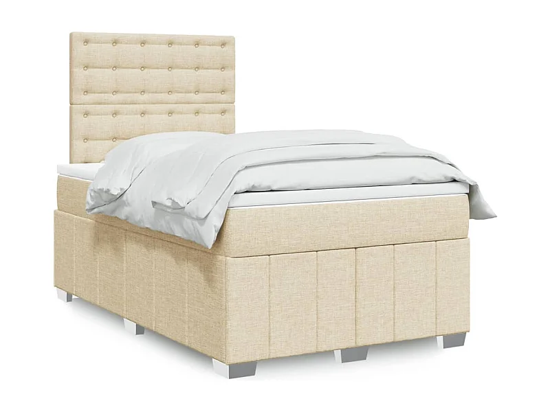 Cama boxspring com colchão 120x190 cm tecido cor creme