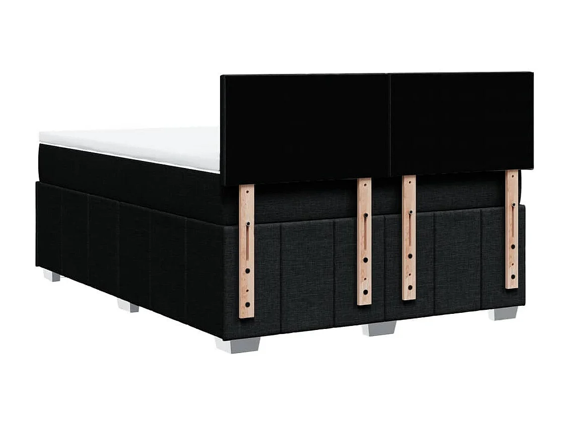 Cama box spring con colchón tela negro 160x200 cm