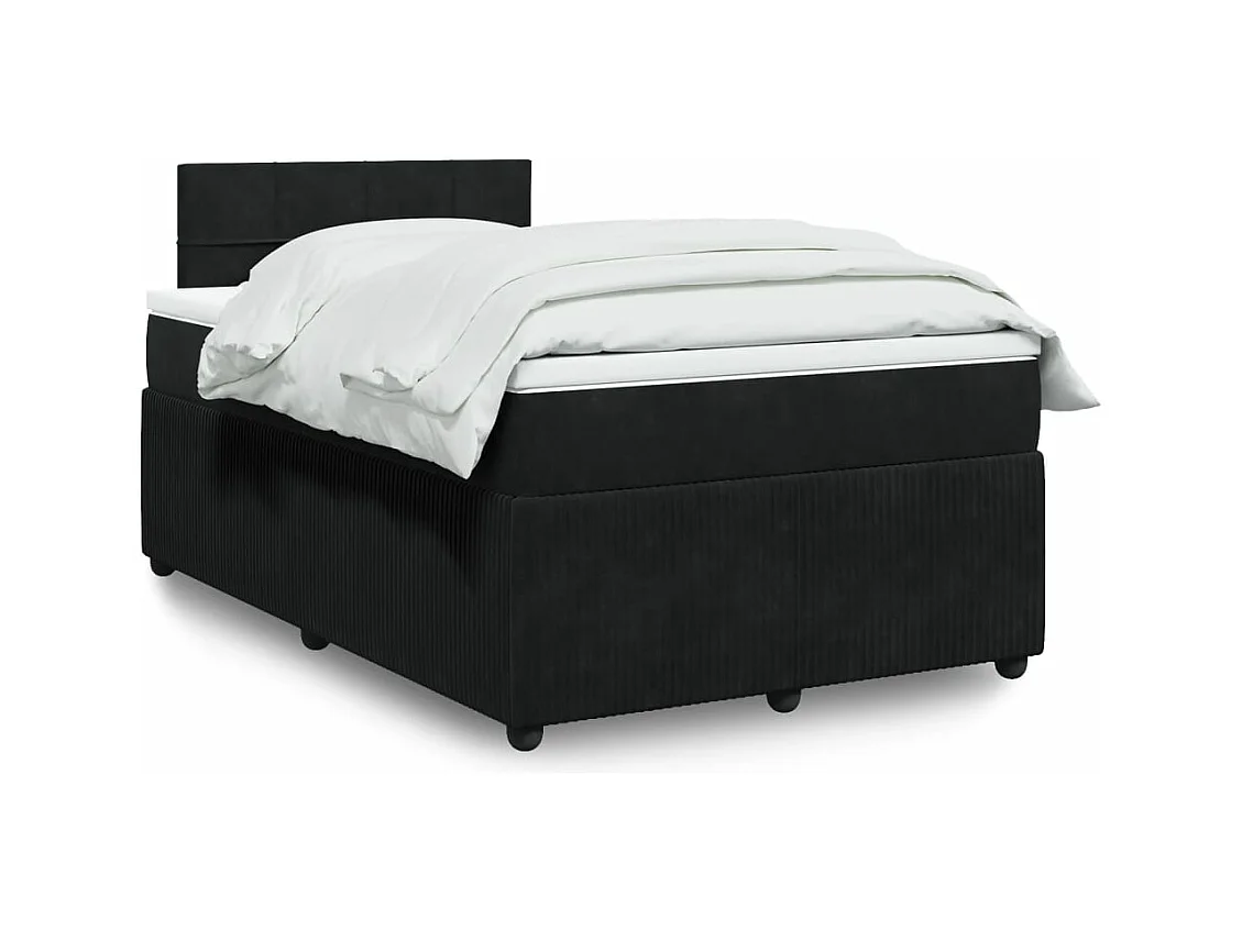 Sommier à lattes de lit avec matelas noir 120x190 cm velours