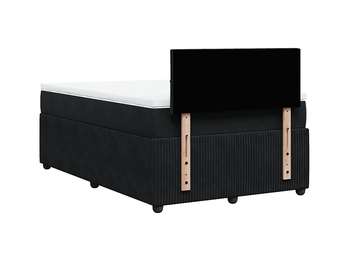 Sommier à lattes de lit avec matelas noir 120x190 cm velours