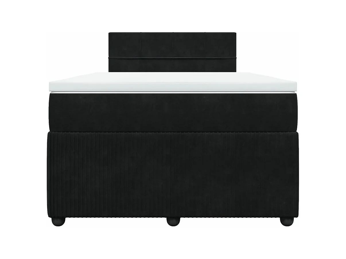 Sommier à lattes de lit avec matelas noir 120x190 cm velours