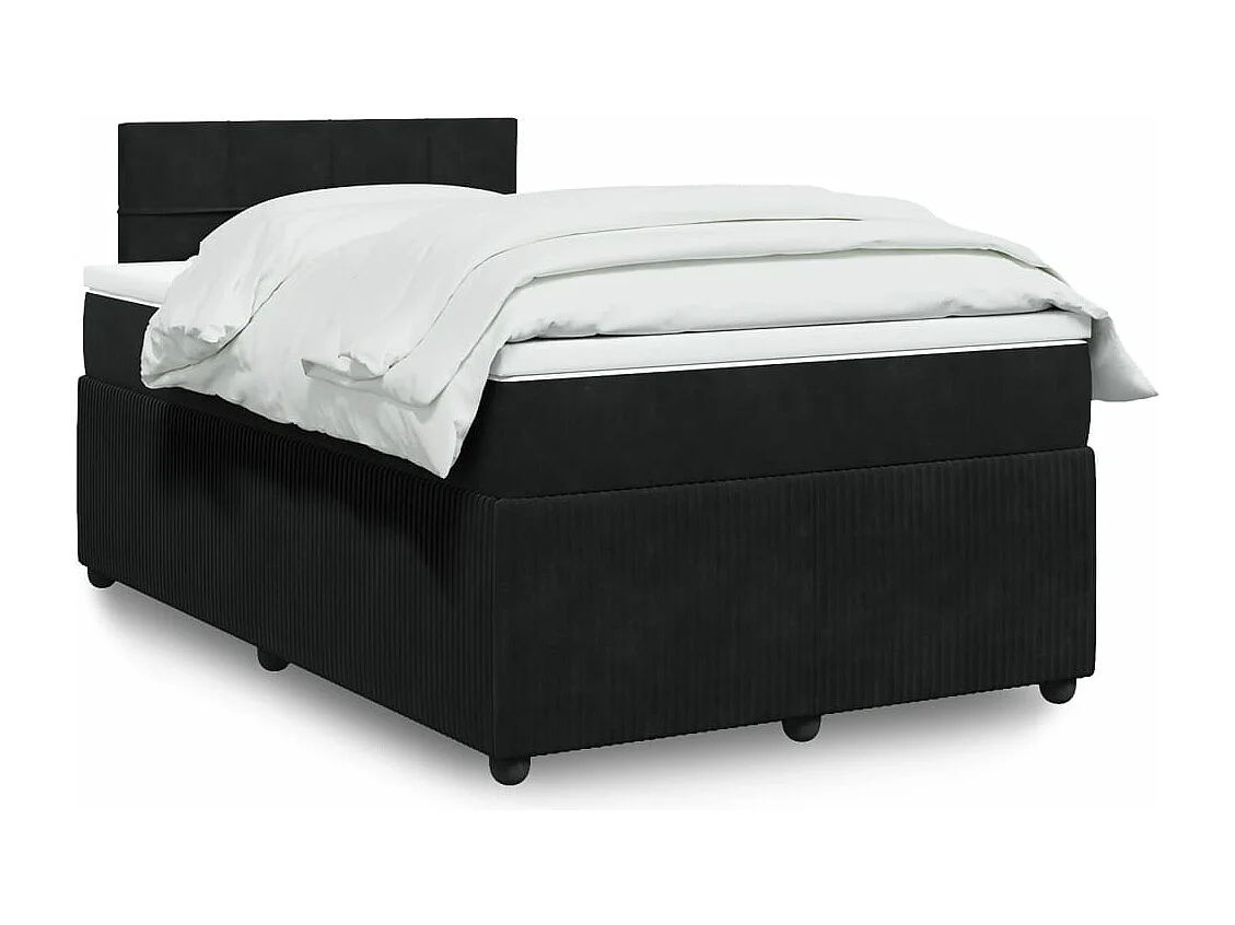 Cama box spring con colchón terciopelo negro 120x190 cm